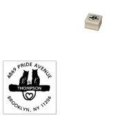 Romantische katten familie retour adres Rubber ste Rubberstempel (Gestempeld)