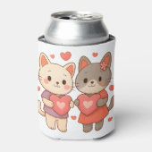 Romantische katten hart blikje koeler (Blikje Voorkant)