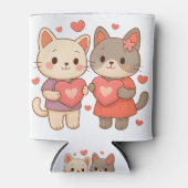 Romantische katten hart blikje koeler (Voorkant)