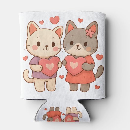 Romantische katten hart blikje koeler (Achterkant)