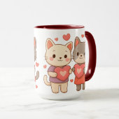 Romantische katten hart keramische mok (Voorkant rechts)