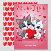 Romantische katten houden van harten roze rode Val Feestdagenkaart (Voorkant / Achterkant)