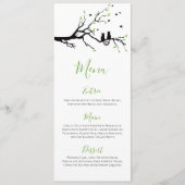 Romantische katten in liefde groen en wit receptie menu (Voorkant)