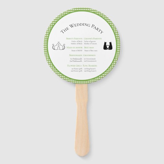 Romantische katten in liefde groene bruiloft progr handwaaier (Achterkant)