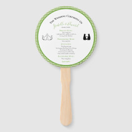 Romantische katten in liefde groene bruiloft progr handwaaier