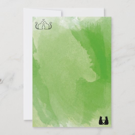 Romantische katten in liefdesgroene Waterverf brui Kaart (Achterkant)