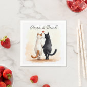 Romantische katten met een rood hart en namen servet (Insitu)