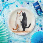 Romantische katten met een rood hart papieren bordje (Feest)