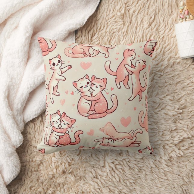Romantische Katten Patroon Kussen Valentijn's Day  (Deken)
