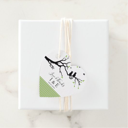 Romantische katten zoals Green Gingham Pattern Wed Bedankjes Labels (In situ)