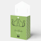 Romantische kattenliefhebbers koppel Green Gingham Bedankdoosjes (Geopend)