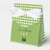 Romantische kattenliefhebbers koppel Green Gingham Bedankdoosjes (Voorkant Zijde)