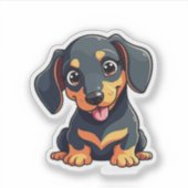Romantische Kawaii Dachshond Puppy – Pastel Design Sticker (Voorkant)