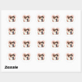 Romantische Kawaii Retro bruiloft – Chibi Art Ronde Sticker (Vel)