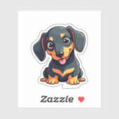 Romantische Kawaii Teckel Puppy – Pastelontwerp Sticker (Vel)