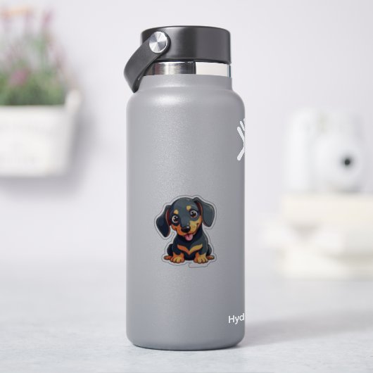 Romantische Kawaii Teckel Puppy – Pastelontwerp Sticker (HydroFlask)