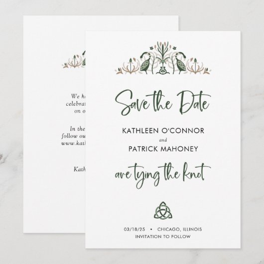 Romantische Keltische liefde knoop bruiloft Save The Date (Voorkant / Achterkant)