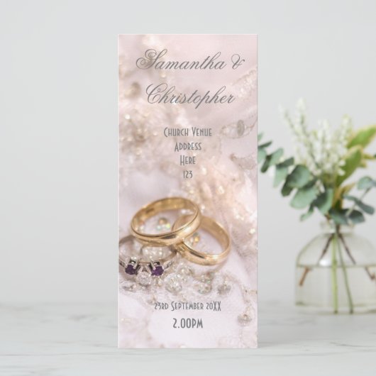 Romantische kerk bruiloft programma programmakaart (Staand voorkant)