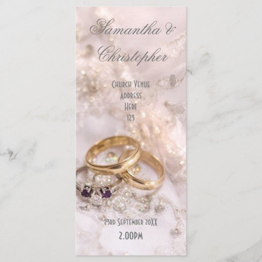 Romantische kerk bruiloft programma programmakaart (Voorkant)