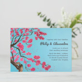 Romantische kersenbloesem bruiloft uitnodiging (Staand voorkant)