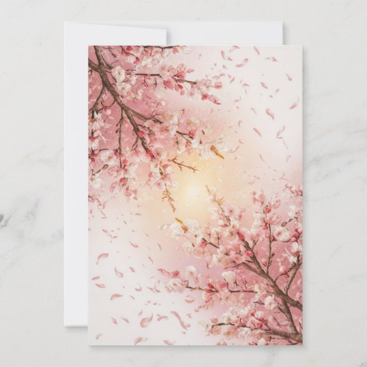 Romantische kersenbloesem bruiloft uitnodiging (Achterkant)