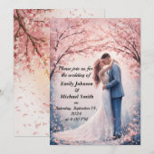 Romantische kersenbloesem bruiloft uitnodiging (Voorkant / Achterkant)