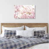 Romantische kersenbloesems en kleine bijendoek canvas afdruk (Insitu (Slaapkamer))