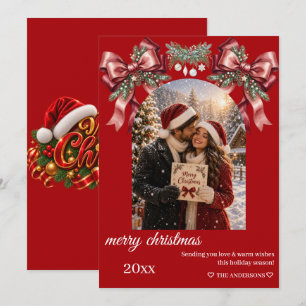 Romantische Kerst Couple Foto Kerstgroet Feestdagenkaart