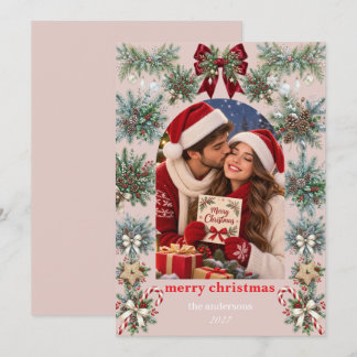 Romantische Kerst Kaart voor Koppel Foto