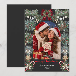 Romantische Kerst Paar Fotokaart Feestdagenkaart