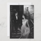 Romantische Kerst Zwart-witte Pas getrouwd Foto Feestdagenkaart (Voorkant)