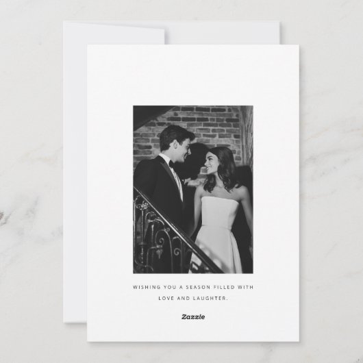 Romantische Kerst Zwart-witte Pas getrouwd Foto Feestdagenkaart (Achterkant)