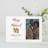 Romantische Kerstballen Boeket Trouwfoto Save The Date (Staand voorkant)