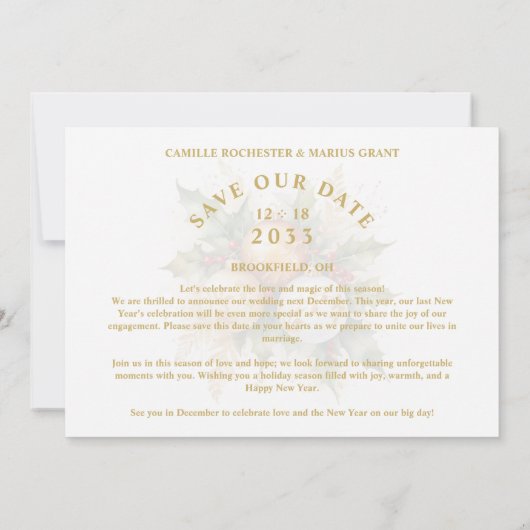 Romantische Kerstballen Boeket Trouwfoto Save The Date (Achterkant)