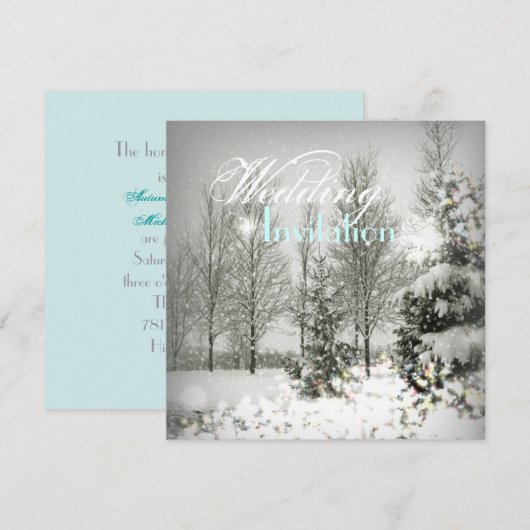 Romantische kerstbomen Winterbruiloft Kaart (Voorkant / Achterkant)