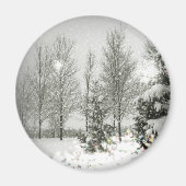 Romantische kerstbomen Winterbruiloft Magneet (Voorkant)