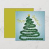 Romantische kerstboom met gouden ster feestdagenkaart (Voorkant / Achterkant)