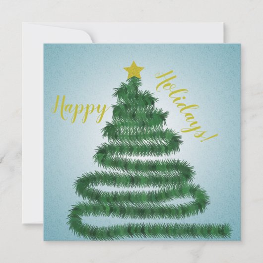 Romantische kerstboom met gouden ster feestdagenkaart (Voorkant)