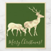 Romantische kerstgroene deers Wijnlabel Wijn Etiket (Enkel label)