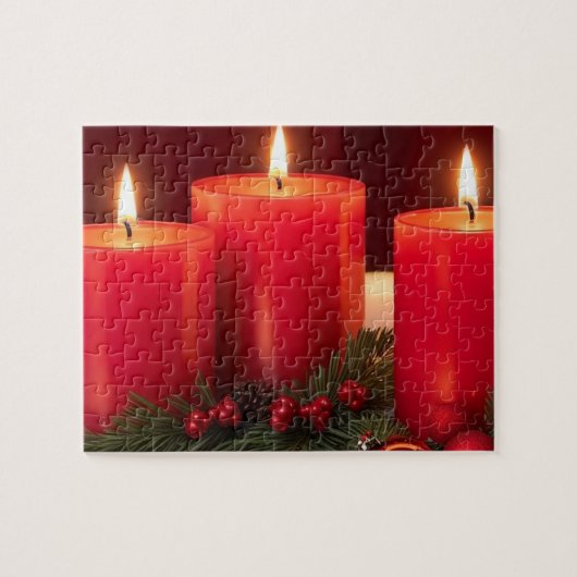 Romantische Kerstkaarsen Jigsaw Puzzel (Horizontaal)