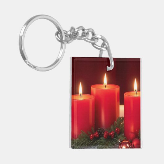 Romantische kerstkaarsen Sleutelhanger (Voorkant Links)