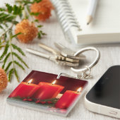 Romantische kerstkaarsen Sleutelhanger (Voorkant Rechts)