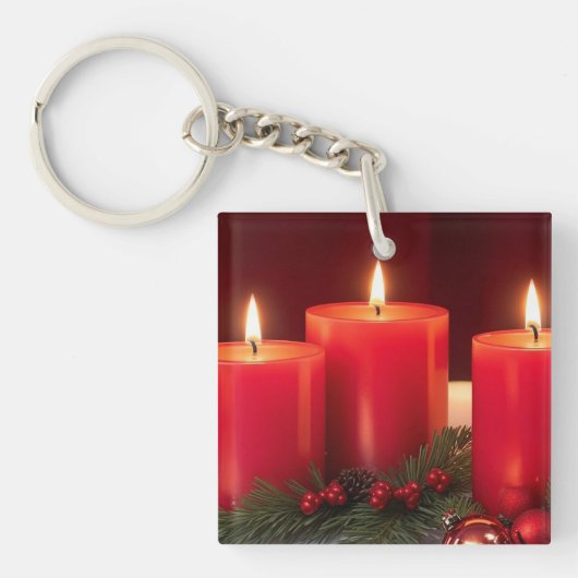 Romantische kerstkaarsen Sleutelhanger (Voorkant)
