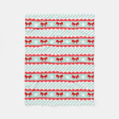 Romantische Kerstmis Rode Mint Strepen Patroon Fleece Deken (Voorkant)