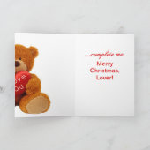 Romantische kerstteddybeer - You Complete Me Feestdagen Kaart (Binnen)