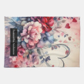 Romantische keuken: Abstracte harten Rozen Theedoek (Horizontaal)