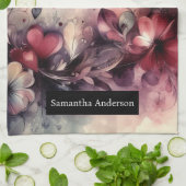 Romantische keuken: Abstracte harten vlinders Theedoek (Gevouwen)