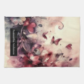 Romantische keuken: Abstracte harten vlinders Theedoek (Horizontaal)