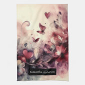 Romantische keuken: Abstracte harten vlinders Theedoek (Verticaal)