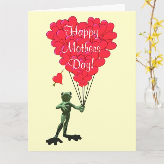 Romantische kikker moederdag kaart (Gele Bloem)